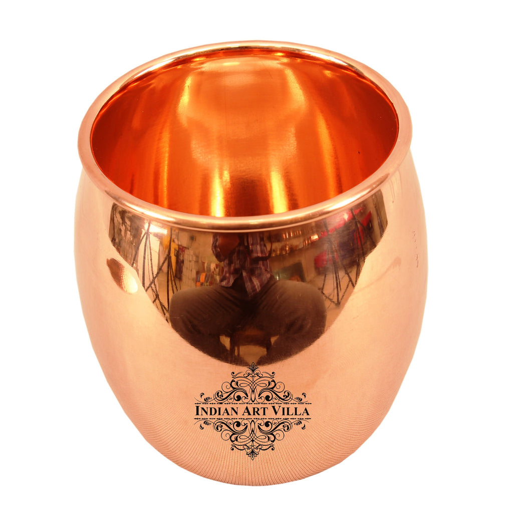 Pure Copper Round Shaped Glass, Tumbler, Drinkware, Serveware, 590 ml