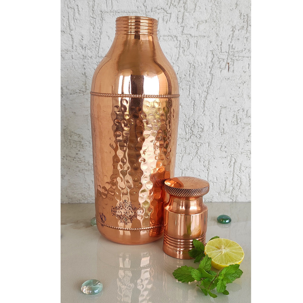 IndianArtVilla Hammered Copper Cocktail Wine Shaker Bottle, Mixing & Serving Drinks, Barware, 900 ML