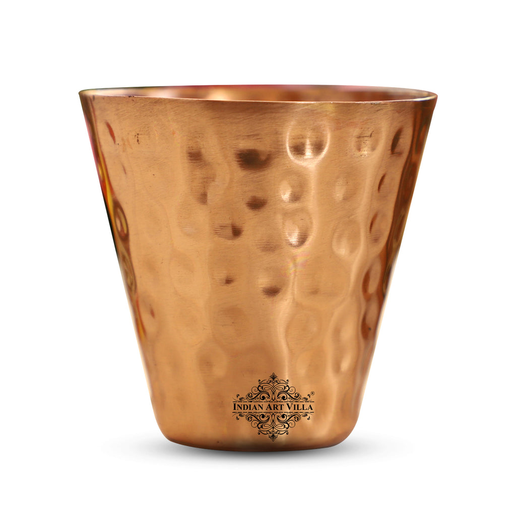 Indian Art Villa Copper Shot Glass With Hammered Design, Barware & Drinkware for Home, Hotel 7 Restaurents, Volume-70 ML