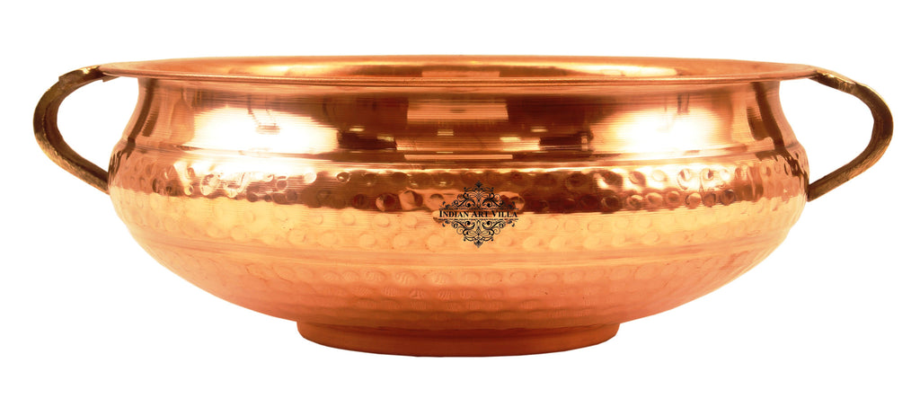 Indian Art Villa Pure Copper Hammered Design Urli/Decorative Bowl/Decorative Platter, Home Décor & Festive Item