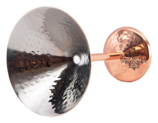 Indian Art Villa handcrafted steel with copper-plated martini glass with hammered finish, elegant barware.