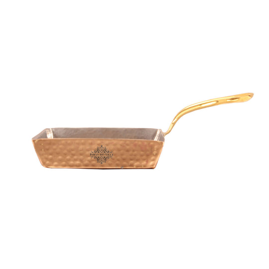 Square hammered copper pan with tin lining inside from Indian Art Villa elegant kitchenware for serving