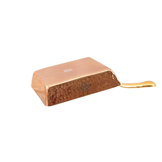 Sleek copper square pan with hammered finish and inner tin coating for flawless heat distribution by Indian Art Villa