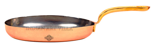 Steel Copper Plain Oval Pan Inside Tin Lining with Brass Handle