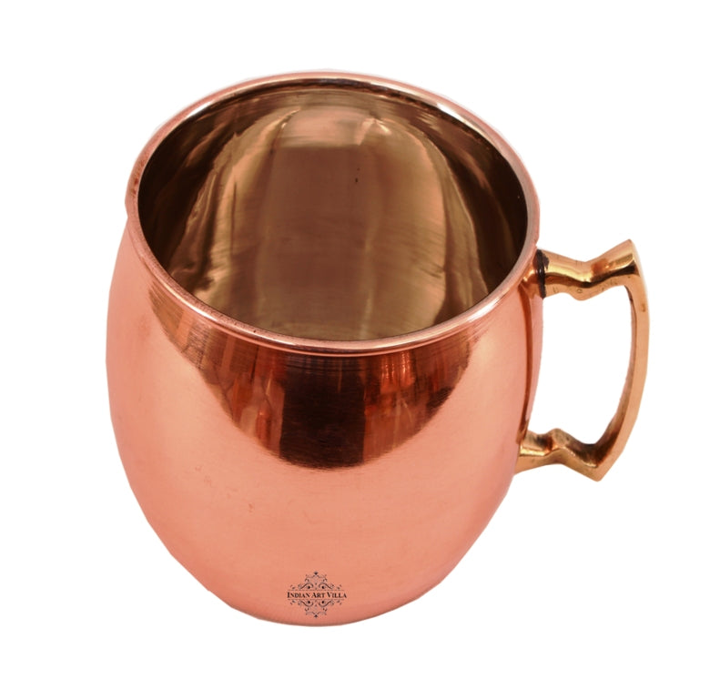 Indian Art Villa Copper Nickle Plain Design Round Mug 530 ML, Set of