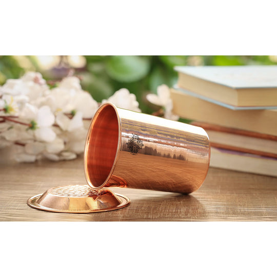 Handcrafted Pure Copper Glass with Lid 300ml