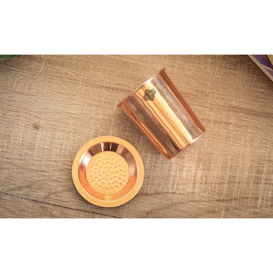 Handcrafted Pure Copper Glass with Lid 300ml