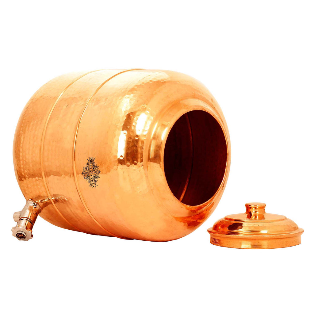 Indian Art Villa Pure Copper Water Pot Tank Dispenser | Storage
