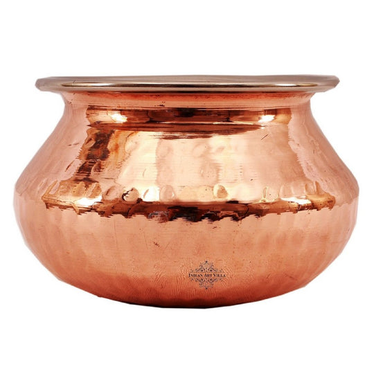 Steel Copper Hammered Punjabi Serving Handi-Serveware, Tableware