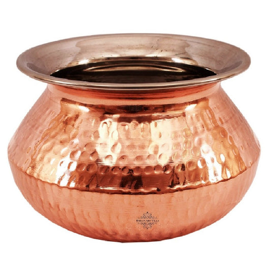 Steel Copper Hammered Punjabi Serving Handi-Serveware, Tableware