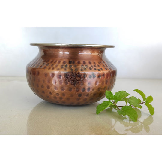 Steel Copper Hammered Punjabi Serving Handi-Serveware, Tableware