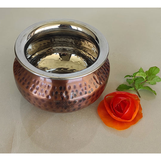 Traditional hammered serving handi ideal for personal dining ceremonies and classic Indian food experiences