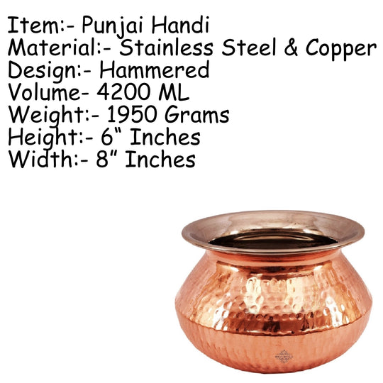 Steel Copper Hammered Punjabi Serving Handi-Serveware, Tableware