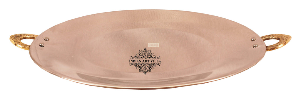 Indian Art Villa Pure Steel Copper Hammered Design Serving Tawa Platter