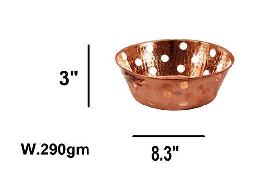 Copper finish hammered baskets set of 2 in round shape ideal for bread service pooja offerings or ethnic tableware