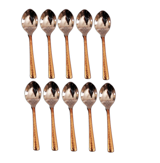 Indian Art Villa presents a set of 10 copper spoons featuring a unique handcrafted design for special occasions.