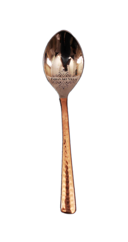 hammered steel copper tea spoons set, ideal for stirring hot beverages like tea and coffee or for daily use.