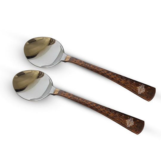 Copper spoon set of 4 from Indian Art Villa with ergonomic handles ensuring effortless and secure feeding.