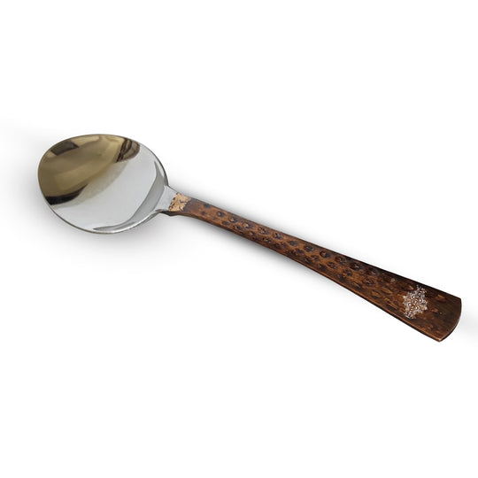 Copper cutlery set with ergonomic handles designed to make feeding easy and comfortable by IAV