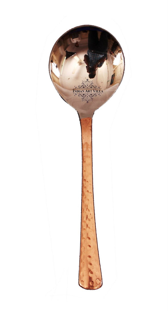 Indian Art Villa Steel Copper Soup Spoon, Flatware, Tableware Home Hotel Restaurant, Length 7" Inch