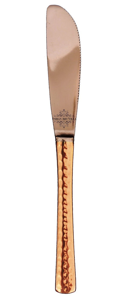 Luxurious Copper Knife Butter Spreader Cutter with distinctive hammered copper handles and pristine stainless steel blades.