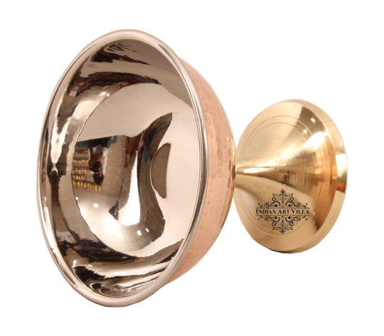 Copper and brass ice cream bowl with pedestal ideal for elevating your dessert presentation with elegance.
