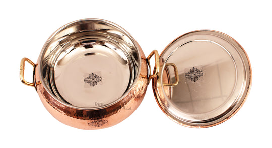 Pure Steel Copper Hammered Design Big Casserole with Lid - Serveware