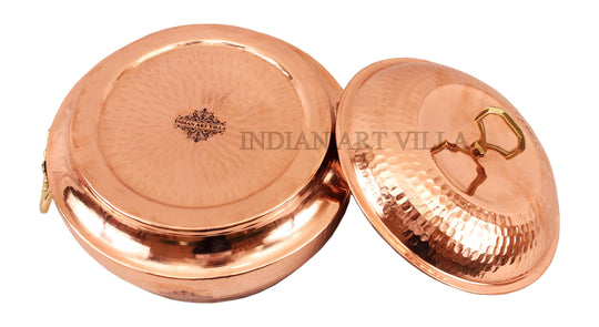Pure Steel Copper Hammered Design Big Casserole with Lid - Serveware