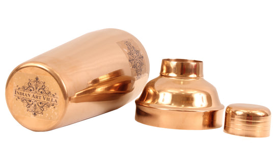 Indian Art Villa Pure Copper Cocktail Shaker – Wine & Drink Mixer Bar Tool for Home, Bar, and Gifting, Elegant Polished Design