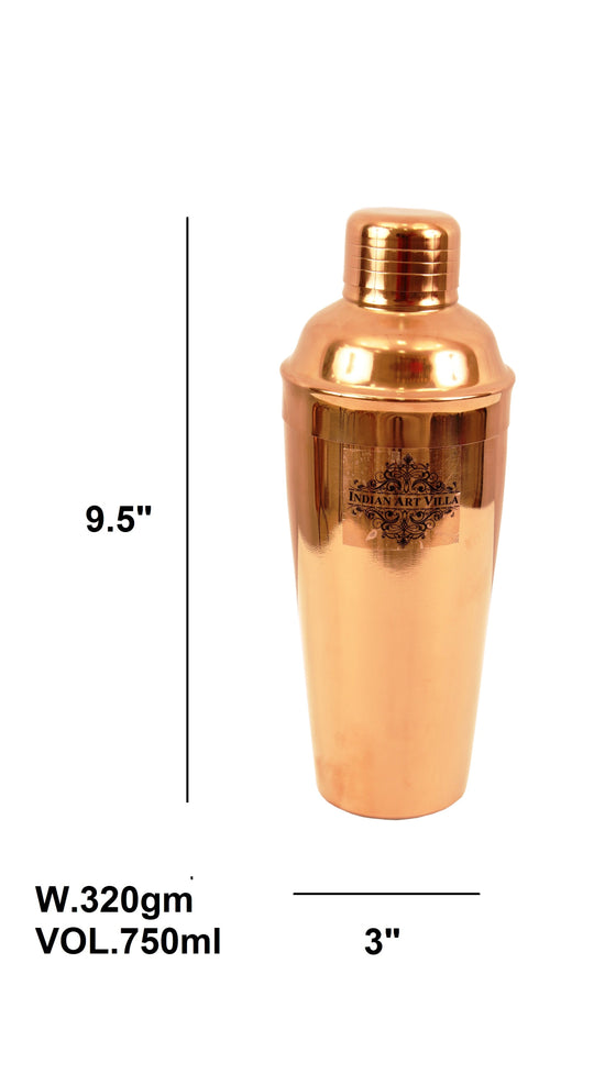 Indian Art Villa Pure Copper Cocktail Shaker – Wine & Drink Mixer Bar Tool for Home, Bar, and Gifting, Elegant Polished Design