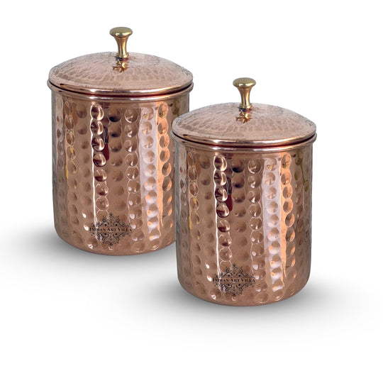 Handcrafted Pure Copper Hammered Design Box, Storage Box, 950ml