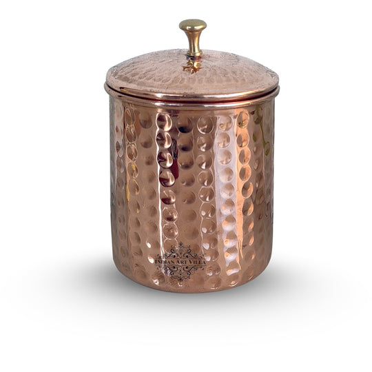 Handcrafted Pure Copper Hammered Design Box, Storage Box, 950ml