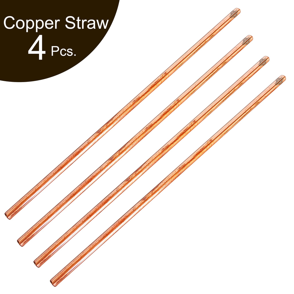 Indian Art Villa Copper Plain Design Straight Solid Straw