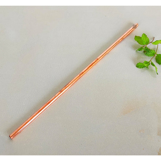 Pure Copper Set of 6 Plain Design Straight Solid Straw