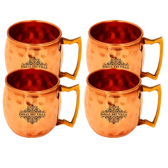 Copper shot mug hammered design 50 ML full view — Indian Art Villa