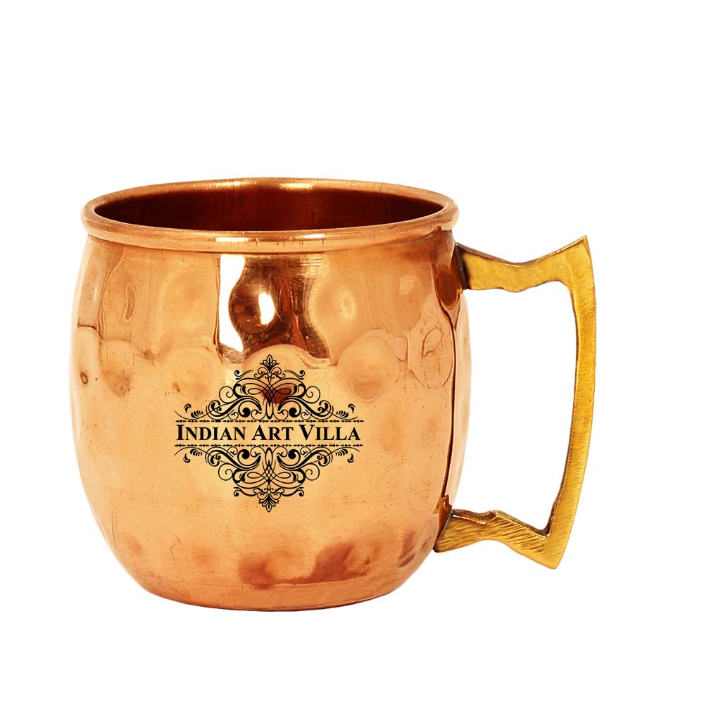 Indian Art Villa Copper Shot Mug, Hammered Design, Cup Serving Drinking Vodka Taquila Shots, 50 ML