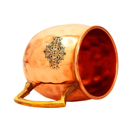 Copper shot mug hammered design 50 ML top view — Indian Art Villa