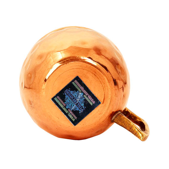 Copper shot mug hammered 50 ML angle view — Indian Art Villa
