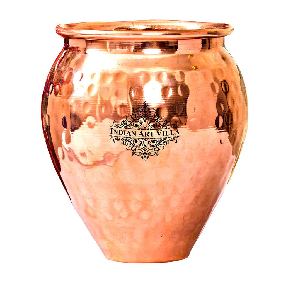 Indian Art Villa Pure Copper Hammered Design Kulhad Glass Tumbler 300 ML
