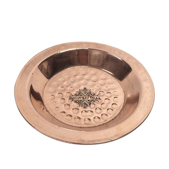 Pure copper handmade old lid for glass tumbler front view — Indian Art Villa