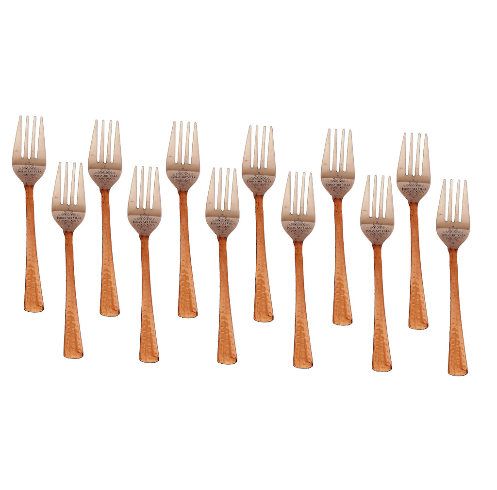 Indian Art Villa Steel Copper Baby Fork, Flatware, Tableware Home Hotel Restaurant, Length 6.1" Inch