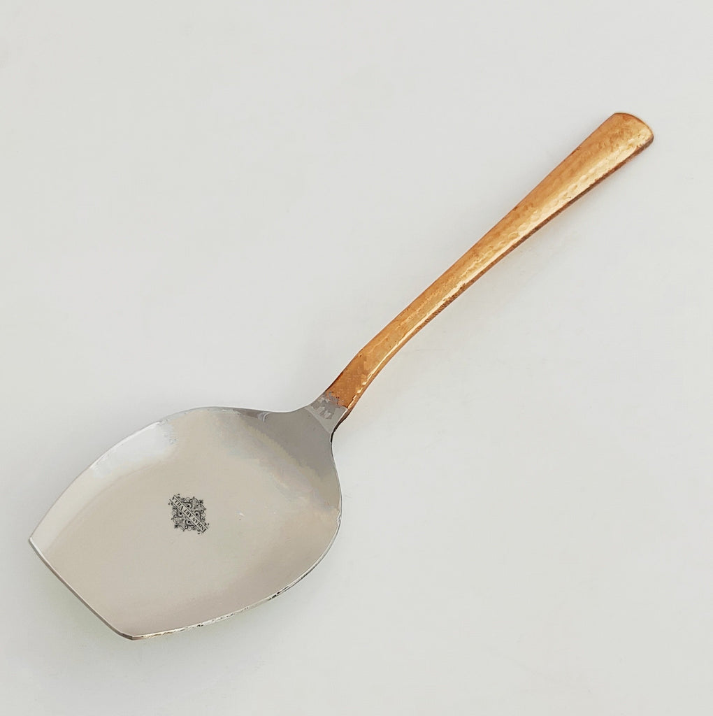 Indian Art Villa Pure Steel Copper Hammered Spatula Turner Spoon | Home & Kitchen Cooking Utensil | Tableware | Serveware | 10.5"