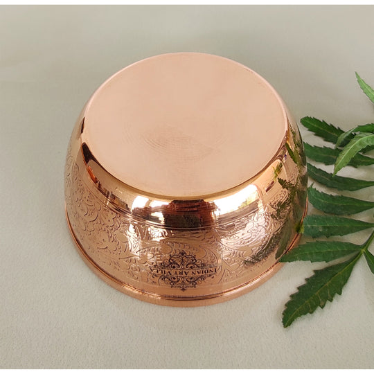 Pure Copper Embossed Design Bowl Katori,-200 ml