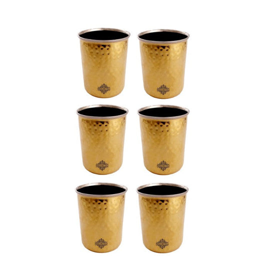 Brass steel glass set with a polished look perfect for elevating the style of your dinner table or kitchen.