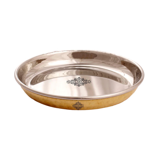 Brass Steel  thali with dual tone by indian art villa