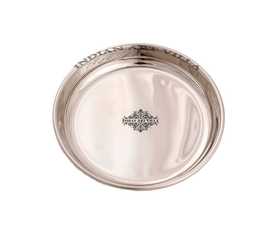 Dinnerware collection brass steel rice plate by Indian Art Villa featuring golden brass base and steel top