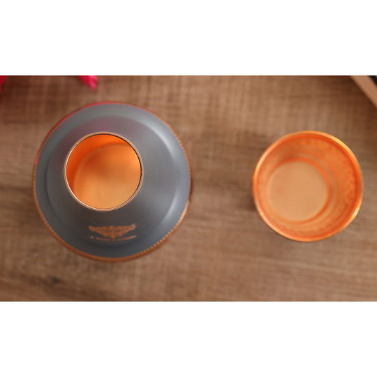 Pure Copper Hammered Silk Finish Design Surahi Shape Bedroom Bottle