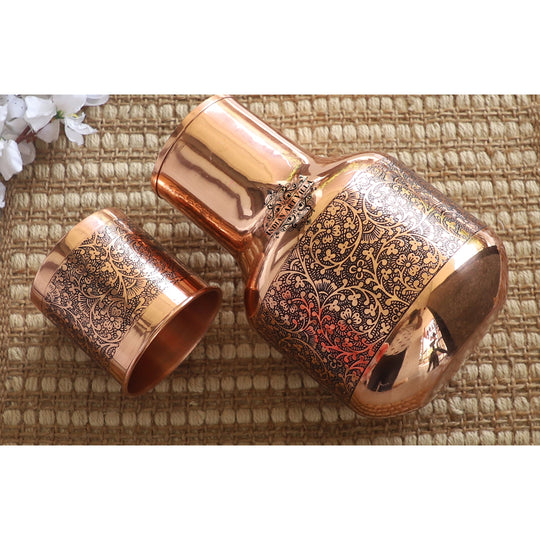 Copper Hammered & Embossed Shine Finish Ghada Shape bedroom bottle