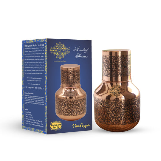 Copper Hammered & Embossed Shine Finish Ghada Shape bedroom bottle
