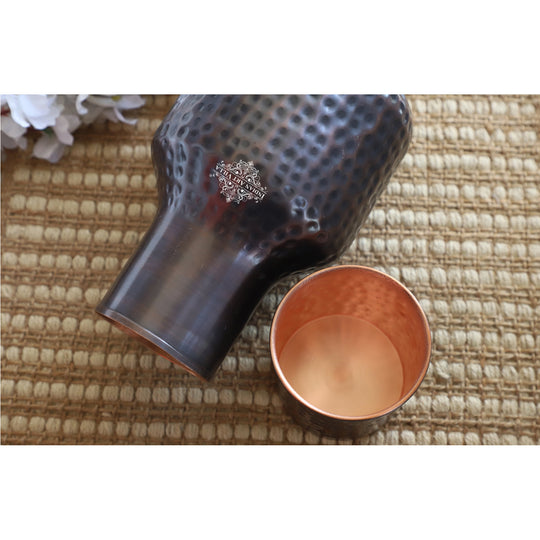 Copper Hammered & Embossed Shine Finish Ghada Shape bedroom bottle